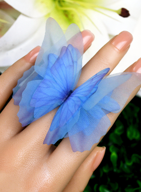 仙系新娘海边度假新中式东方风轻奢森系蝴蝶开口戒指舞蹈复古指环