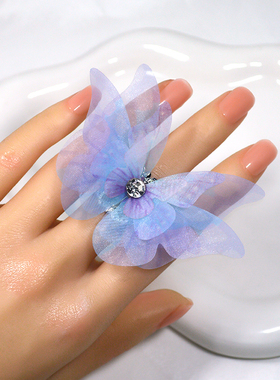 7厘米立体蝴蝶开口戒指复古小众