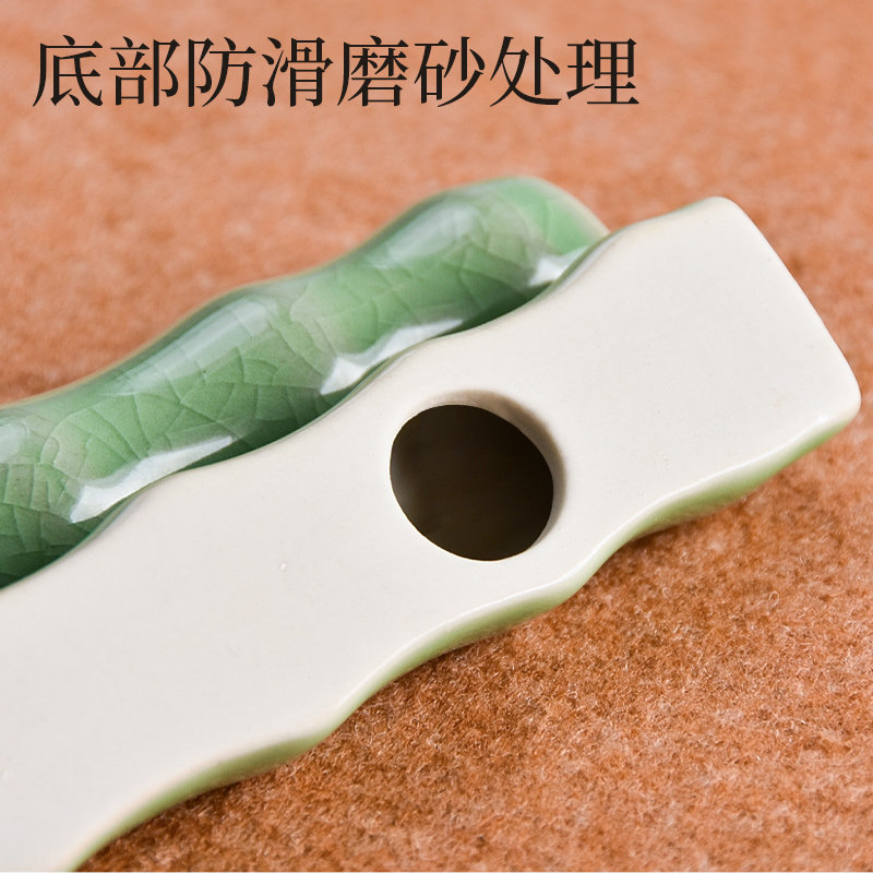陶瓷竹节镇尺创意毛笔笔搁学生国画书法专用镇纸放置架毛笔字压纸石压条文房四宝书法桌小摆件多功能压纸神器,淘宝优惠券,粉丝福利购,淘宝优惠卷