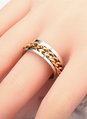 极速Ins Fashion Rotatable chain RingsH For Women Men Spinner
