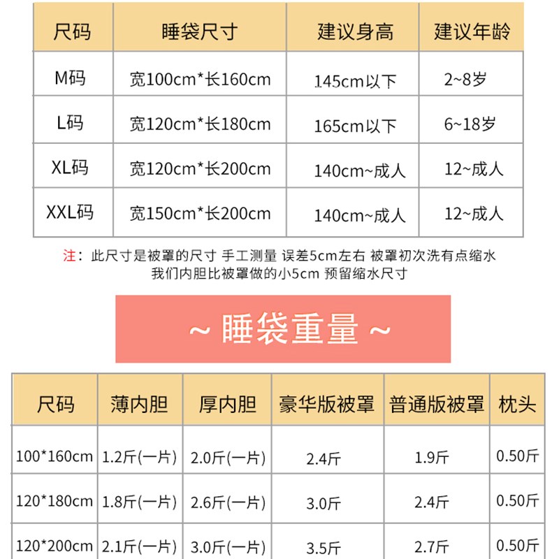 新品成人睡袋大人春秋冬款儿童大童可脱胆老人纯棉手工学生防踢被