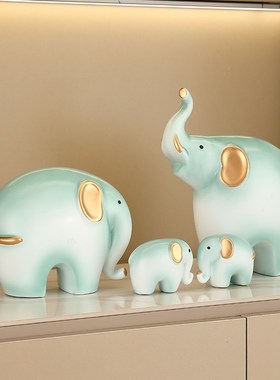 客厅吉祥物摆件陶瓷大象新房玄关酒柜餐边柜装饰高端乔迁搬家礼物