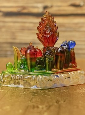 密宗百宝座古法琉璃八吉祥七政宝八瑞物五妙欲合集 八供摆件