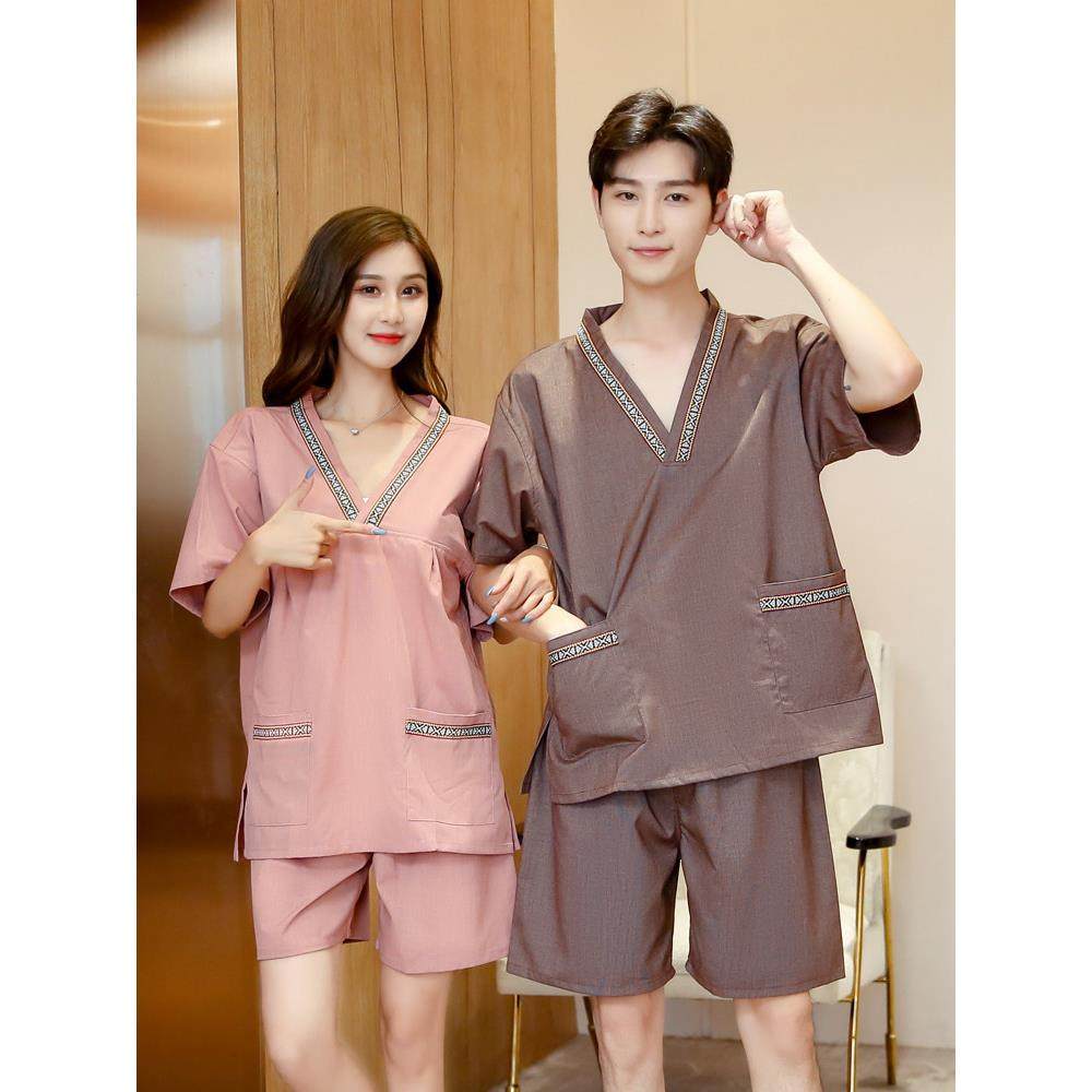 汗蒸服亚麻新款按摩服女士定制浴服男士后开桑拿服养生足浴服spa,淘宝优惠券,粉丝福利购,淘宝优惠卷