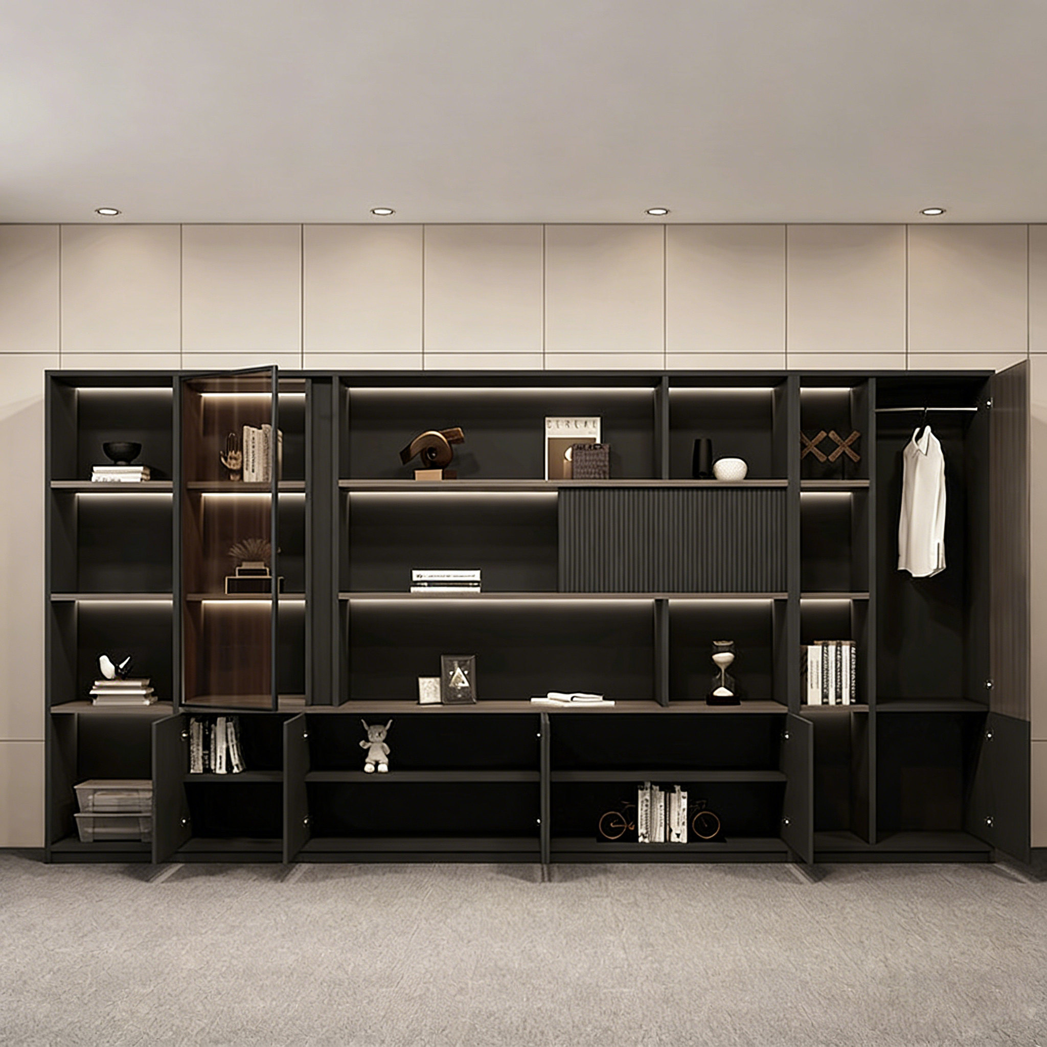 办公室书柜老板背景柜文件柜木质资料柜收纳储物靠墙落地柜子,淘宝优惠券,粉丝福利购,淘宝优惠卷