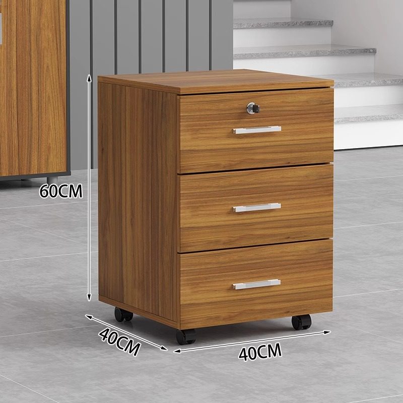 办公室木质文件柜带锁办公小柜子储物柜移动矮柜桌下三抽屉活动柜,淘宝优惠券,粉丝福利购,淘宝优惠卷