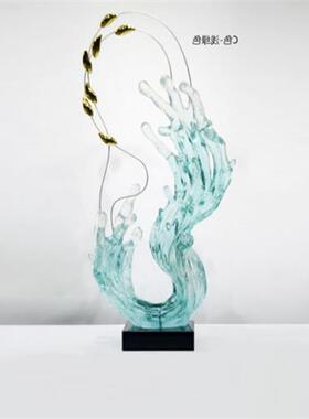 简约现代透明树脂雕塑轻奢摆件酒店客厅玄关家居工艺品别墅装饰品