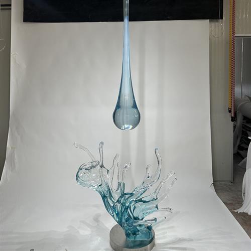 别墅酒店会所大堂透明树脂水花雕塑摆件售楼处大厅天花板水滴吊饰 - 图1