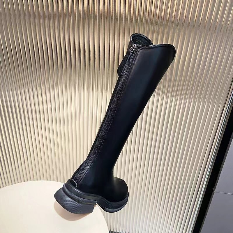 品牌专柜长筒靴女2025春秋新款胖高筒瘦瘦骑士v口平底马丁靴女潮,淘宝优惠券,粉丝福利购,淘宝优惠卷