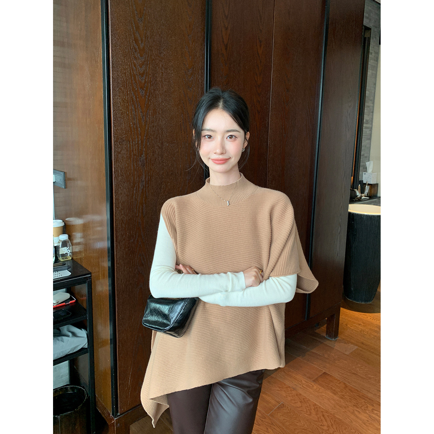 Maven Lin 贵价优雅斗篷毛衣针织衫女100%羊毛半高领披肩围脖上衣,淘宝优惠券,粉丝福利购,淘宝优惠卷