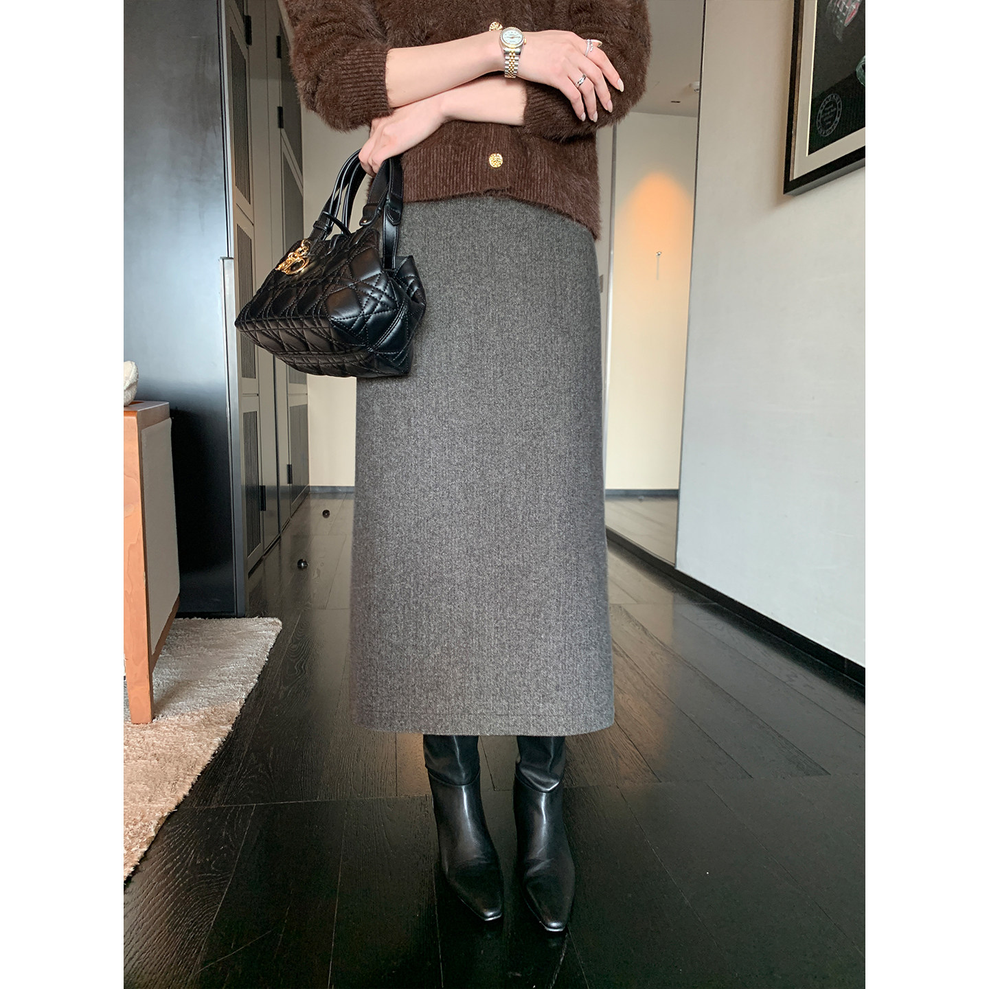 Maven Lin 云絮柔暖 质感羊毛马甲背心女毛呢直筒半身裙通勤套装,淘宝优惠券,粉丝福利购,淘宝优惠卷