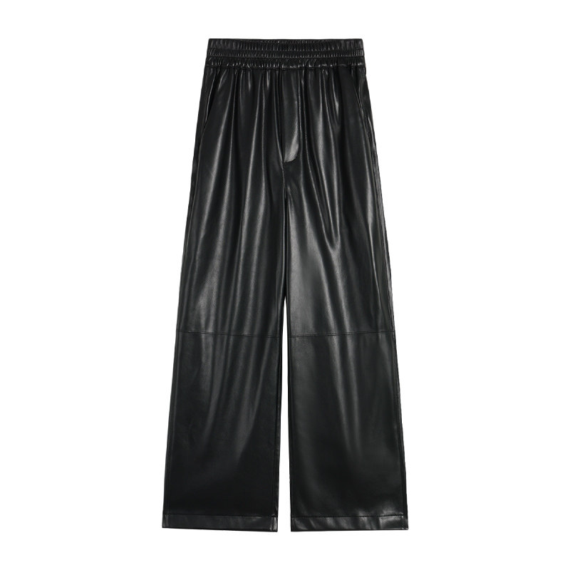 Maven Lin【现货6.5折】高级感八分直筒皮裤女加绒高腰pu皮休闲裤,淘宝优惠券,粉丝福利购,淘宝优惠卷