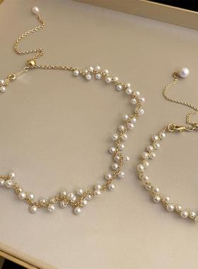 MaisonCleo白色珍珠锁骨项链时尚小众颈链网红新款女手链配套2025