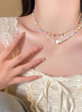 MaisonCleo双层星星滴釉锁骨链