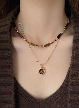 MaisonCleo复古虎眼石双层项链