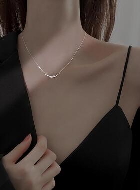 慕斯微笑轻奢纯银锁骨链新款