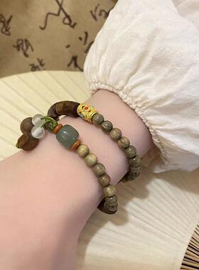 MaisonCleo双层绿檀木莲蓬项链