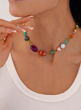 MaisonCleo彩色五角星锁骨链