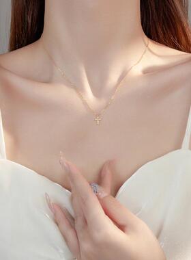 MaisonCleoS925银镶钻十字项链