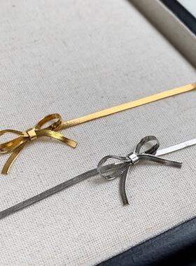 MaisonCleo清新蝴蝶结纯银项链