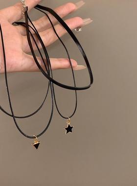 MaisonCleo黑色颈链项圈女颈带小众锁骨链项链配饰