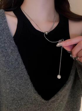 MaisonCleo可调珍珠流苏毛衣链