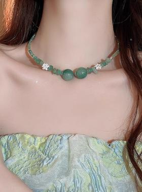 MaisonCleo新中式绿色项圈项链女新款颈带复古国风汉服颈链夏