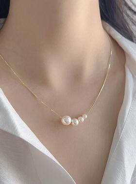 MaisonCleoS925珍珠锁骨链女