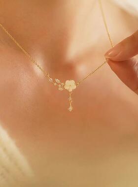 MaisonCleo山茶花锆石项链女新款爆款轻奢小众复古颈链轻奢锁骨链