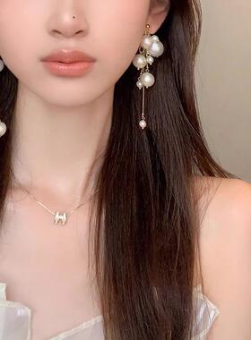 MaisonCleo珍珠流苏耳钉度假风