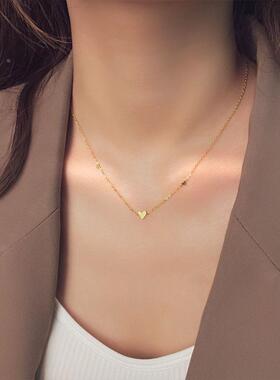 MaisonCleo金色爱心锁骨链新款