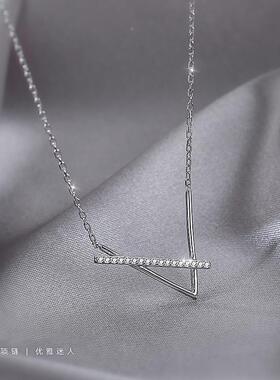 MaisonCleo纯银几何锁骨链新款