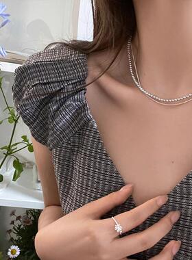 优雅香风S925纯银珍珠双层锁骨链