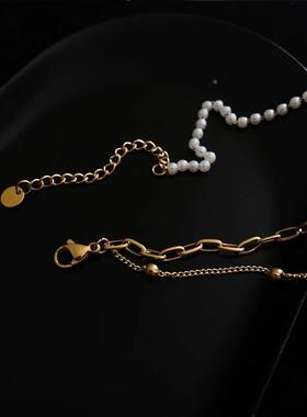 MaisonCleo珍珠钱币流苏锁骨链