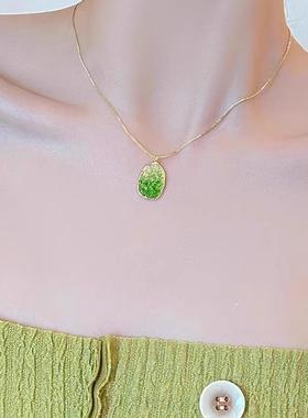 MaisonCleo绿色水晶项链小众夏天锁骨链女2025新款爆款气质颈链套