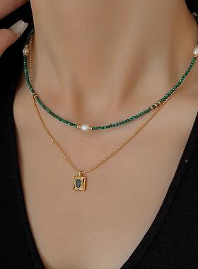 MaisonCleo祖母绿小米珠锁骨链