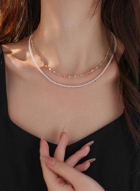 MaisonCleo「气质入髓」彩色串珠珍珠项链女轻奢双层叠带锁骨链潮