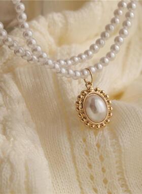 MaisonCleo法式双层珍珠锁骨链