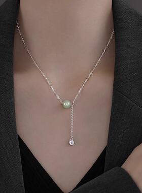 简约S925纯银和田玉项链送女友