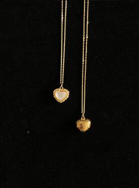 法式复古爱心贝母锁骨链