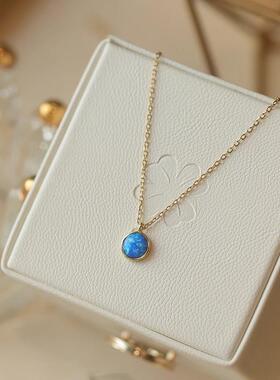 S925纯银欧泊石轻奢锁骨项链