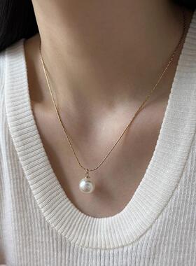 MaisonCleo灰白珍珠锁骨链女