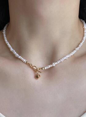 MaisonCleoOT扣淡水珍珠锁骨链