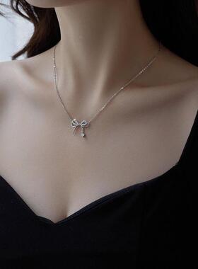 MaisonCleo蝴蝶结微镶钻锁骨链