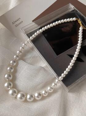 MaisonCleo渐变大小珍珠锁骨链