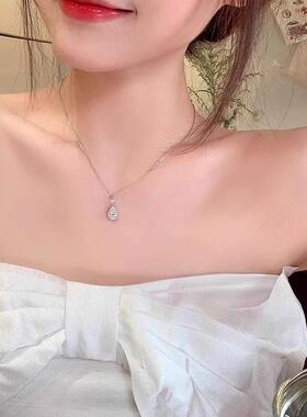 银色水滴锆石小众设计感锁骨链