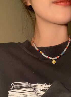 MaisonCleo笑脸串珠锁骨链