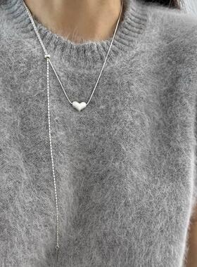 MaisonCleo爱心磨砂长款毛衣链