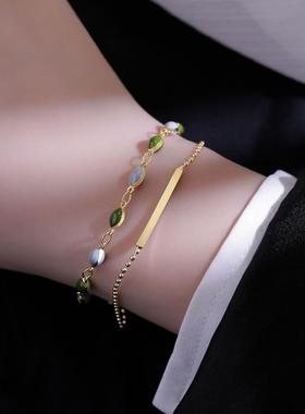 MaisonCleo小绿豆双层手链情侣女夏闺蜜小众设计2025年新款简约