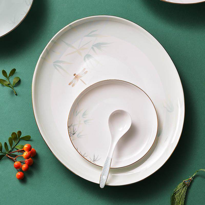 华光国瓷骨瓷餐具套装餐具中式青碗碟礼盒家用套装碗亭盘新疆包邮,淘宝优惠券,粉丝福利购,淘宝优惠卷